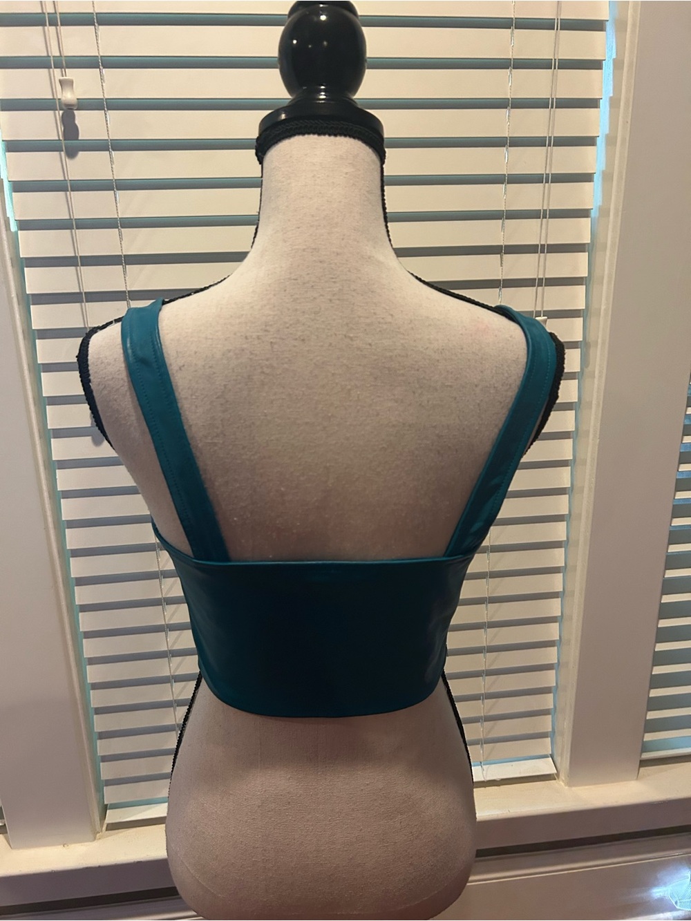 Simply Jules Faux Leather Teal Corset Crop Top size M - Picture 4 of 8